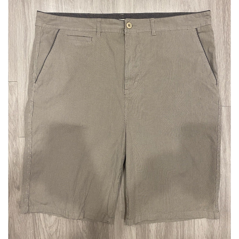 Carbon 2 Cobalt Shorts Mens 40 x 10 Cotton Stretch Tan Micro Check Chinos
